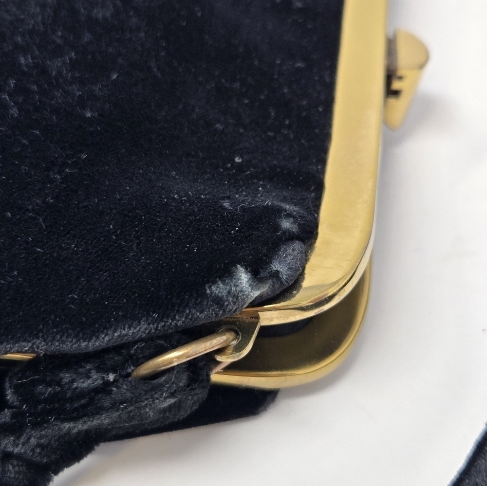 VINTAGE HANDBAGS BY G.D.K. BLACK VELVET TOP HANDLE MINI BAG PURSE WOMEN ELEGANT - Picture 12 of 12